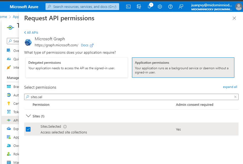 Microsoft Graph - Access to specific site collection